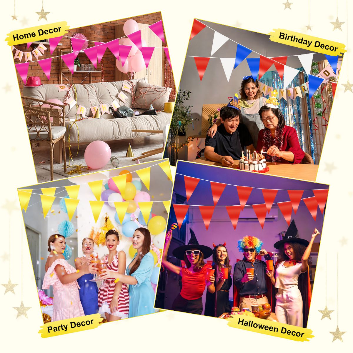 Unique Bargains Plastic Fade Resistant Durable Lightweight Party Banners Red 4 Pcs - thumbnail 6