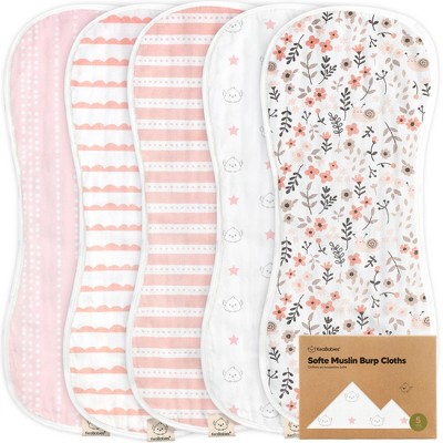 KeaBabies 5pk Organic Softe Muslin Burp Cloths for Baby Girls and Boys, Large Absorbent Burping Cloths for Babies, Baby Burp Clothes