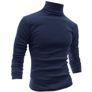 INSPIRE CHIC Men's Slim Fit Long Sleeve Pullover Turtleneck T-Shirt - 1 of 4