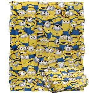 Minions Group Pattern Silky Touch Blanket White 50X60 - 1 of 4