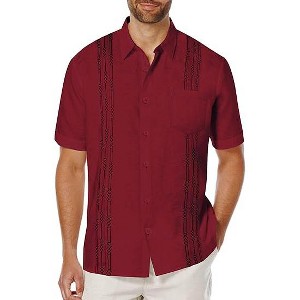 COOFANDY Mens Cuban Guayabera Shirt Short Sleeve Linen Button Down Shirts Casual Summer Beach Tops S-XXXL - 1 of 4
