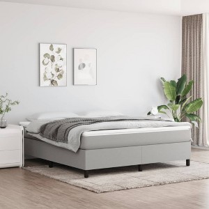 Bed Frame Light Grey 100% Polyester fabric, plywood, engineered wood - 1 of 4