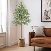 Artificial Olive Tree Indoor, 83" Faux Olive Tree Home Decor Living Room Fake Tree with Lifelike Fruits and Leaves with Real Hay Water Proof - 2 of 4