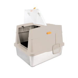 Allforpaws Cat Litter Box Hooded Stainless Steel Base - 1 of 4