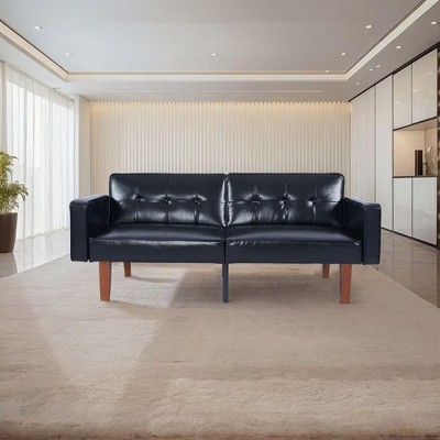NicBex Couches for Living Room 68.11" Convertible Loveseat Sleeper Sofa Bed PU Upholstered 2 Seater Sofa with Adjustable Backrest, Gray