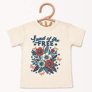 The Juniper Shop Distressed Land Of The Free Flowers Toddler Short Sleeve Tee - 1 of 4