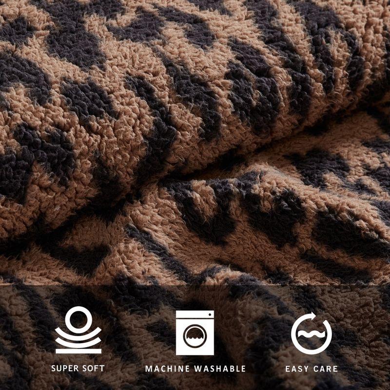 Kenneth Cole Reaction  Throw Blanket (Hudson Leopard-Brown Black)-50" X 60", 3 of 10