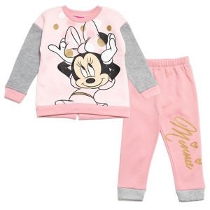 Disney Minnie Mouse Baby Girls Fleece Sweatshirt and Pants Outfit Set Newborn to Infant - 1 of 4