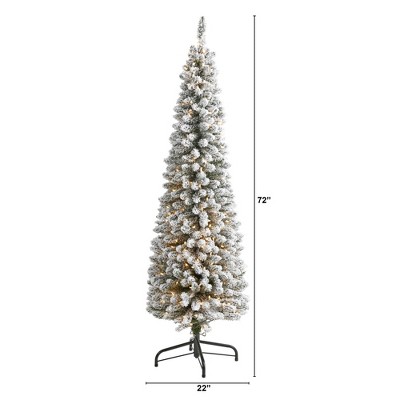 6ft White Flocked Pencil Artificial Christmas Tree with Lights