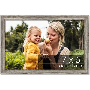 PosterPalooza | 7x5 Thin Barnwood Picture Frame, UV Acrylic, 2 Finishes - Grey and Black - 1 of 4