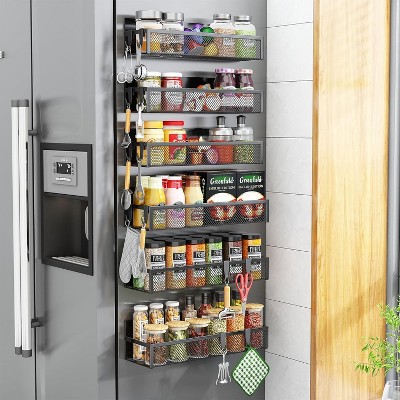 Attop Refrigerator Magnetic Spice Rack (6-Pack) – 12 Removable Hooks, Strong Magnet Shelves for Kitchen Organization & Storage