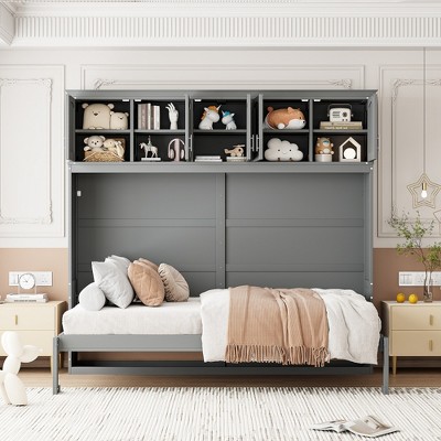 YOOCOZZ Murphy Bed & Wall Bed with Top Cabinets Including Multi-Compartments