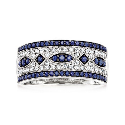 Ross-Simons 0.50 ct. t.w. Sapphire and .25 ct. t.w. Diamond Ring in 14kt White Gold