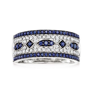 Ross-Simons 0.50 ct. t.w. Sapphire and .25 ct. t.w. Diamond Ring in 14kt White Gold - 1 of 4