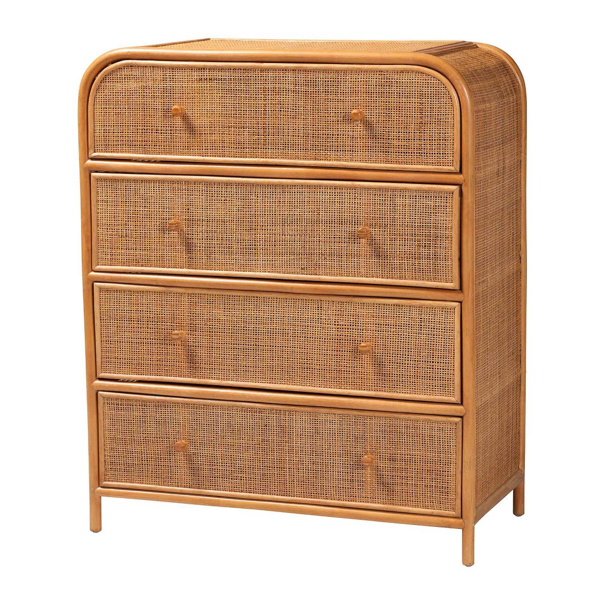bali & pari Sampit Natural Rattan 4  Drawer Storage Cabinet Light Honey