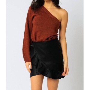 Women's One Shoulder Sweater - OLIVACEOUS - 1 of 2