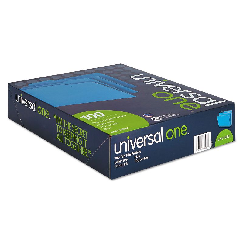 UNIVERSAL File Folders 1/3 Cut One-Ply Top Tab Letter Blue/Light Blue 100/Box 10501, 3 of 5