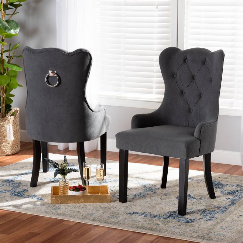 Set of 2 Fabre Fabric Upholstered and Wood Dining Chairs - Baxton Studio, 2 of 11