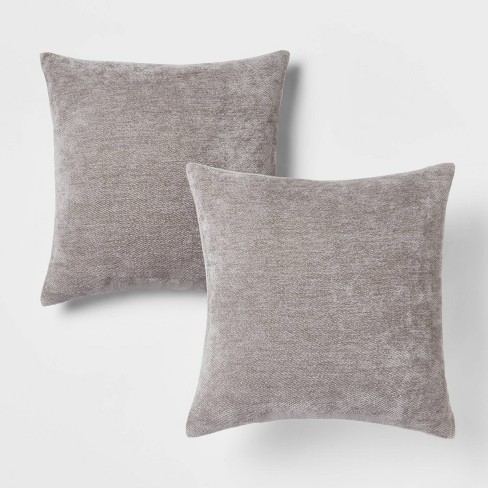 2-Pack White Textured Chenille Throw Pillows, 18, Sold by at Home