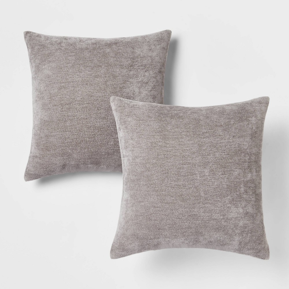 Photos - Pillow 2pk Chenille Square Throw  Gray - Threshold™