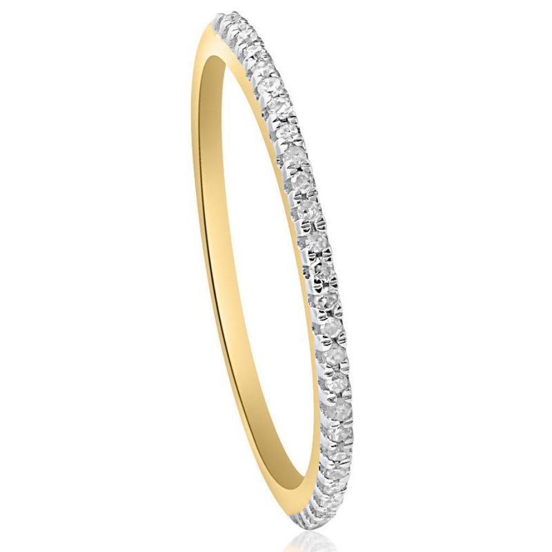 Pompeii3 Diamond Wedding Ring Yellow Gold Stackable Anniversary Band, 3 of 6
