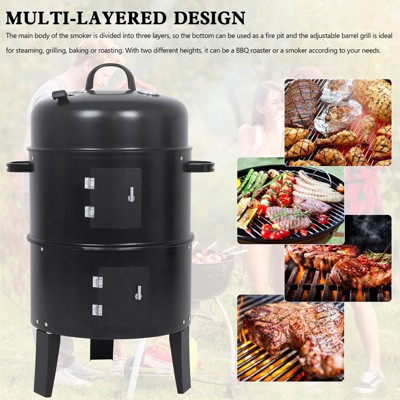 Topteng 3-in-1 Vertical Charcoal Smoker, Portable BBQ Smoker Grill, 342 Square Inch Cooking Area