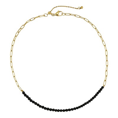 Slate by Rebl  Beads & Paperclip Chain Necklace  18k Gold Plated Stainless Steel