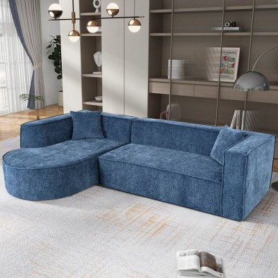 Modern Sectional Sofa, Sponge Sectional Sofa Couch for Living Room, CENGHU Modular L-Shape Sofa Couch with Elegant Curved Design and 2 Throw Pillows