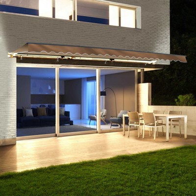 ALEKO 12 x 10 feet Motorized LED Half Cassette Patio Retractable Awning 12'x10'