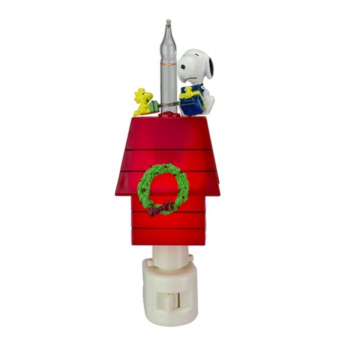 Roman 7 25 Peanuts Snoopy And Woodstock Doghouse Christmas Bubble Night Light White Red Target