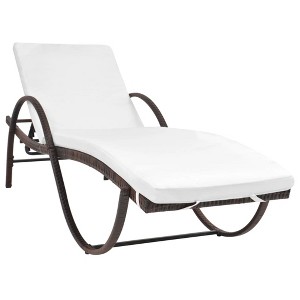 vidaXL Sun Lounger with Cushion Poly Rattan Brown - 1 of 1