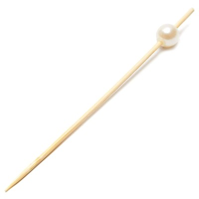 Elegant Bamboo Toothpicks with White Pearl Accent, 4.7 Inch, 150 Pack