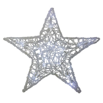 J. Hofert Co 24" Twinkling Pure White LED Lighted Hanging Spun Glass Star Christmas Decoration