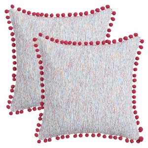 REGALWOVEN Fade-Resistant Chenille Boho Decorative with Pom-poms Throw Pillow Covers 2 Pcs - 1 of 4