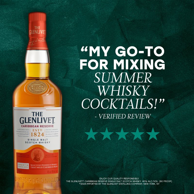 The Glenlivet Caribbean Reserve Single Malt Scotch Whisky - 750ml Bottle, 5 of 9
