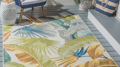 Multicolor 5'3" Square Synthetic Flat Woven Reversible Area Rug