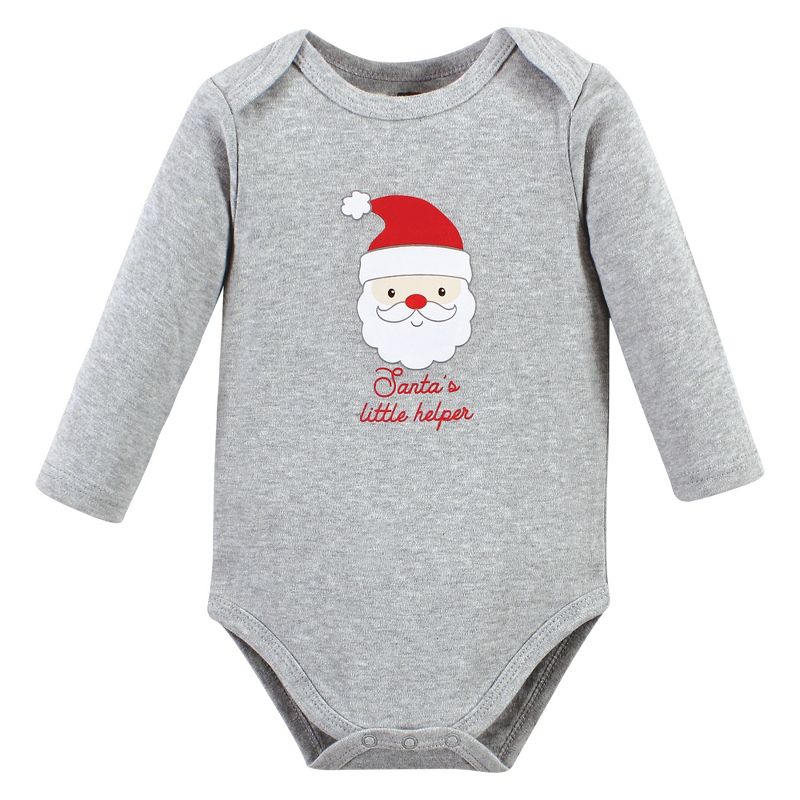 Hudson Baby Unisex Baby Cotton Long-Sleeve Bodysuits, Santa Reindeer, 3 of 6