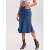INSPIRE CHIC Women's Denim High Waisted Ruffled Knee Length Bodycon Fishtail Jean Skirt - 2 of 4