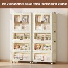 4 Tier Portable Kids Wardrobe Closet with Hanging Rod & Shelves - Foldable Children's Storage Organizer for Clothes, Toys, Books - White - 3 of 4