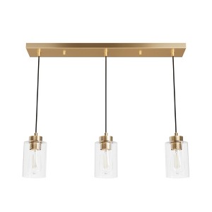 Hunter Fans 4.5" Hartland Ceiling Light Alturas Gold Finish - 3-Light Cluster with Clear-Seeded Glass Pendants - 1 of 4