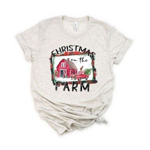 Simply Sage Market Women's Christmas On The Farm Barn Short Sleeve Graphic Tee - 1 of 2