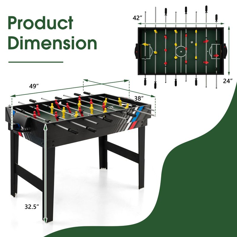Costway 4-in-1 Combo Game Table 49" Foosball with Pool Billiards Air Hockey Table Tennis, 3 of 11