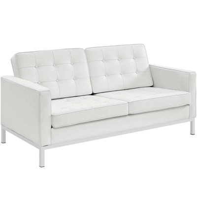 Loft Leather Loveseat White - Modway