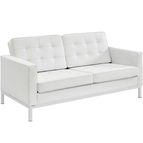 Loft Leather Loveseat White Modway, White Leather Love Seat