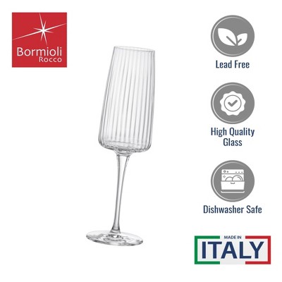 Bormioli Rocco 8.5 Oz Ribbed Crystal Prosecco Glass Set