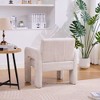 GDFStudio Louver Modern Wood and Chenille Accent Chair with Plush Cushion and Curved Armrests - 4 of 4