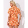 Allegra K Women's Floral Tropical Vacation Beach Hawaiian Button Down Shirt and Short Set - 4 of 4
