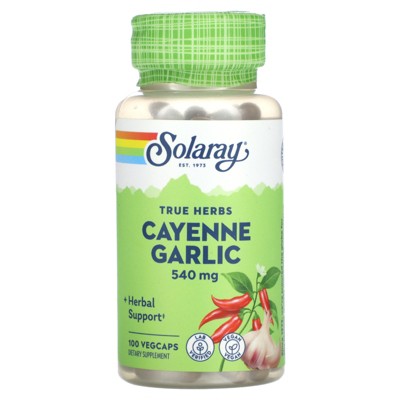 Solaray True Herbs, Cayenne Garlic , 540 mg , 100 VegCaps