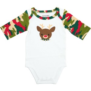 Pavilion Gift Company - Christmas Camo Reindeer - 12-24 Months 3/4 Sleeve Bodysuit - Leotards and Bodysuits - 1 of 4