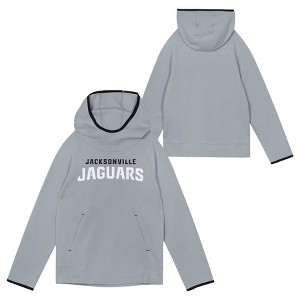 NFL Jacksonville Jaguars Boys' Gray Performance Hooded Sweatshirt - 1 of 3